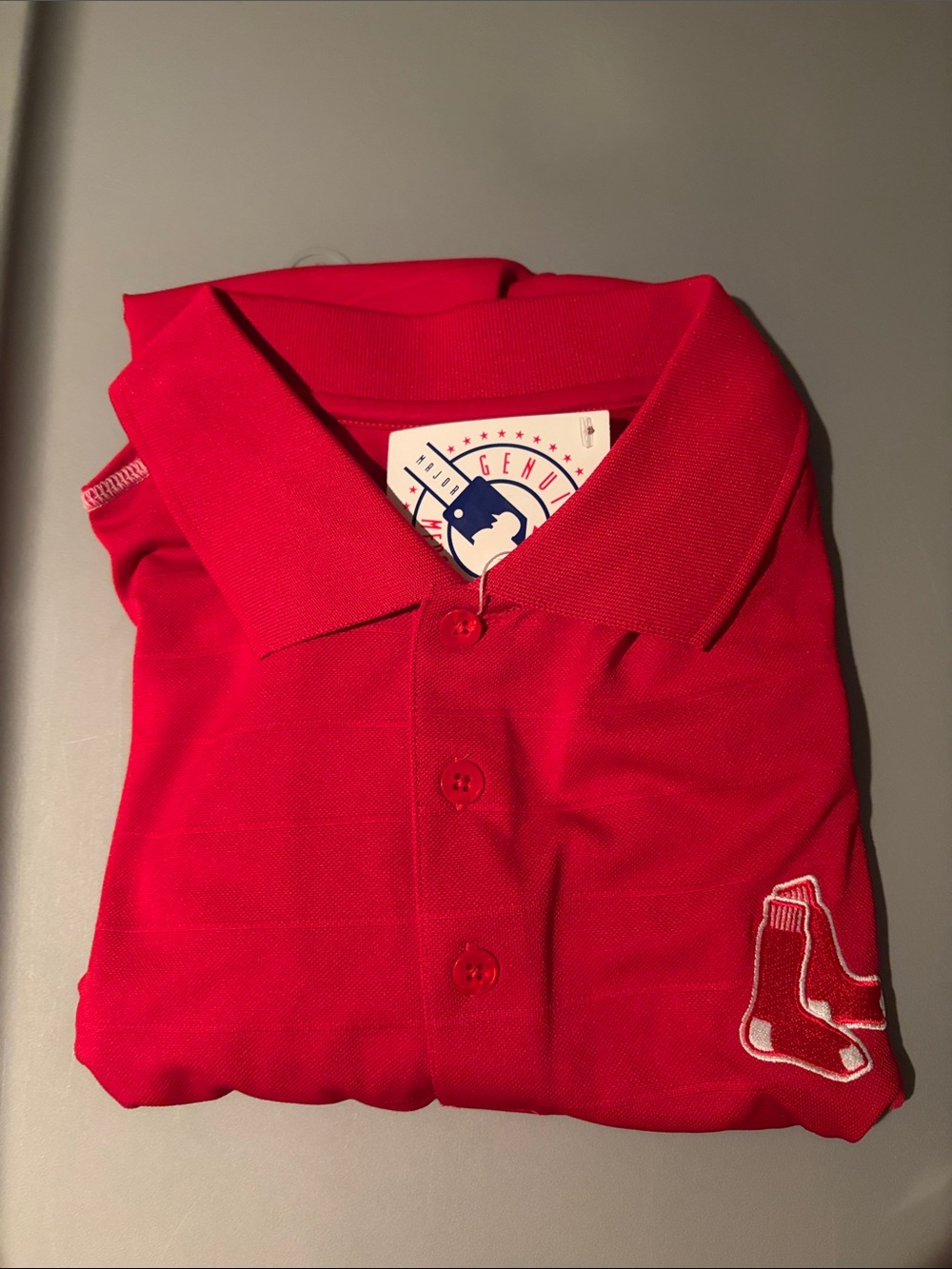 Mens Red Polo Shirt with Boston Red Sox Logo
